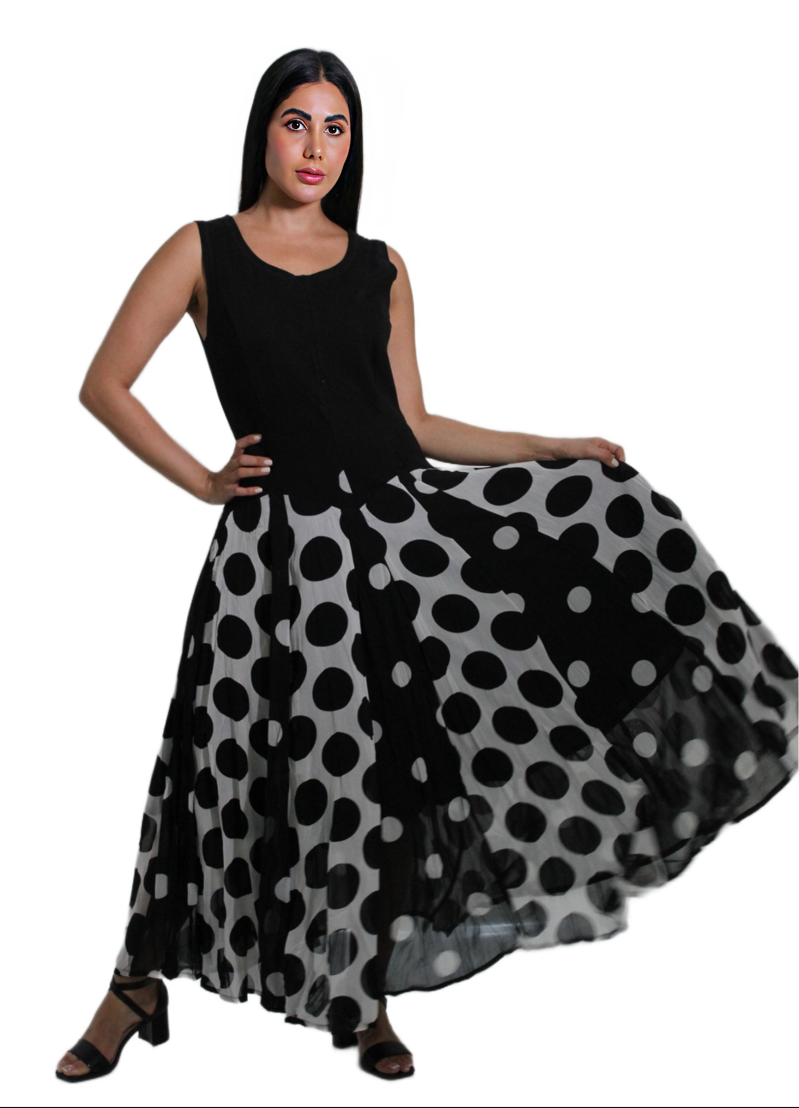 BLACK printed LONG DRESS #201722 KPR AFTERSHOCK LONDON