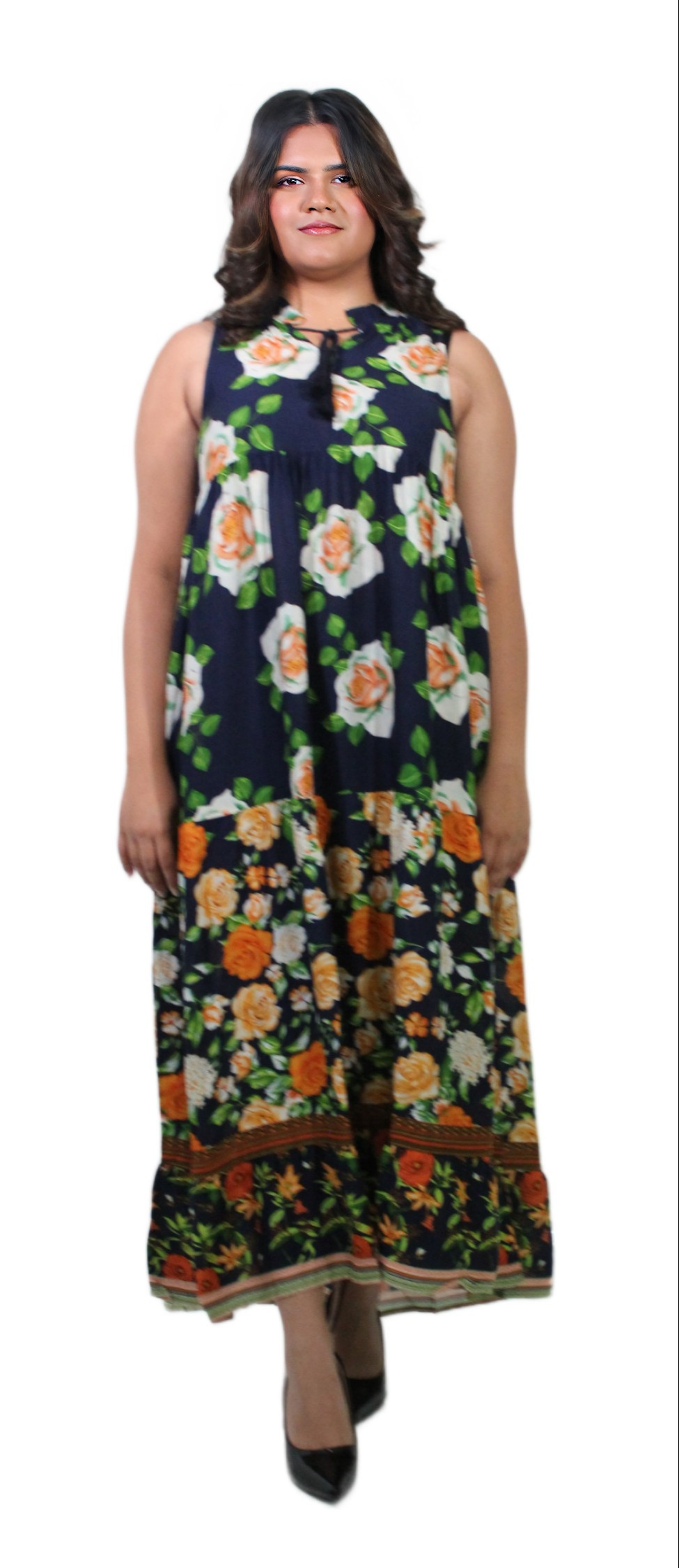 DRESS WITH WHITE FLORAL PRINT NAVY COLOR #201730 KPR AFTERSHOCK LONDON