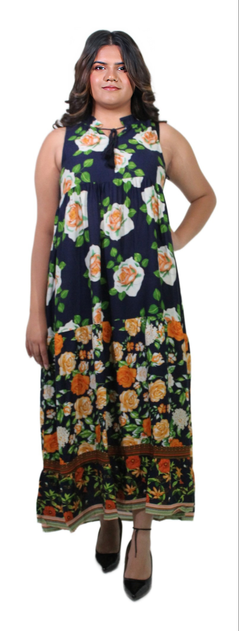 DRESS WITH WHITE FLORAL PRINT NAVY COLOR #201730 KPR AFTERSHOCK LONDON