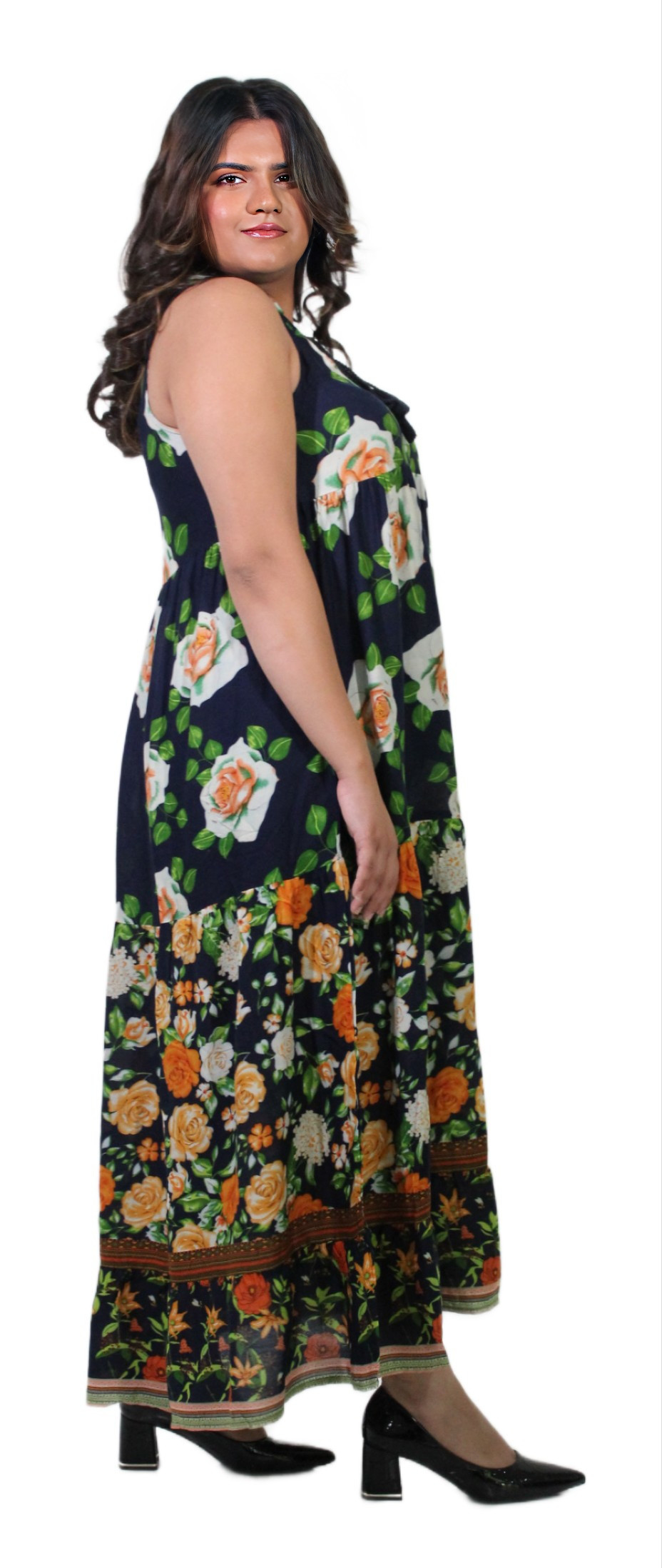 DRESS WITH WHITE FLORAL PRINT NAVY COLOR #201730 KPR AFTERSHOCK LONDON