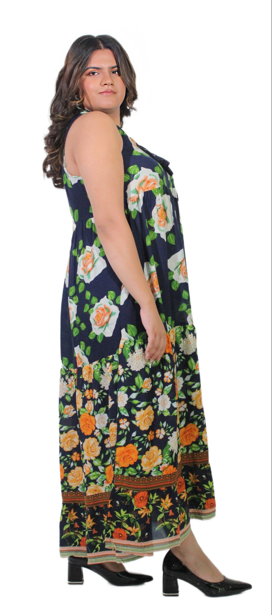 DRESS WITH WHITE FLORAL PRINT NAVY COLOR #201730 KPR AFTERSHOCK LONDON