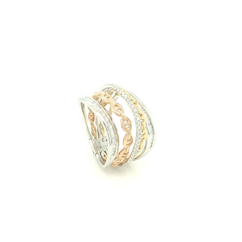 464151 18K Tri-Color Diamond Ring