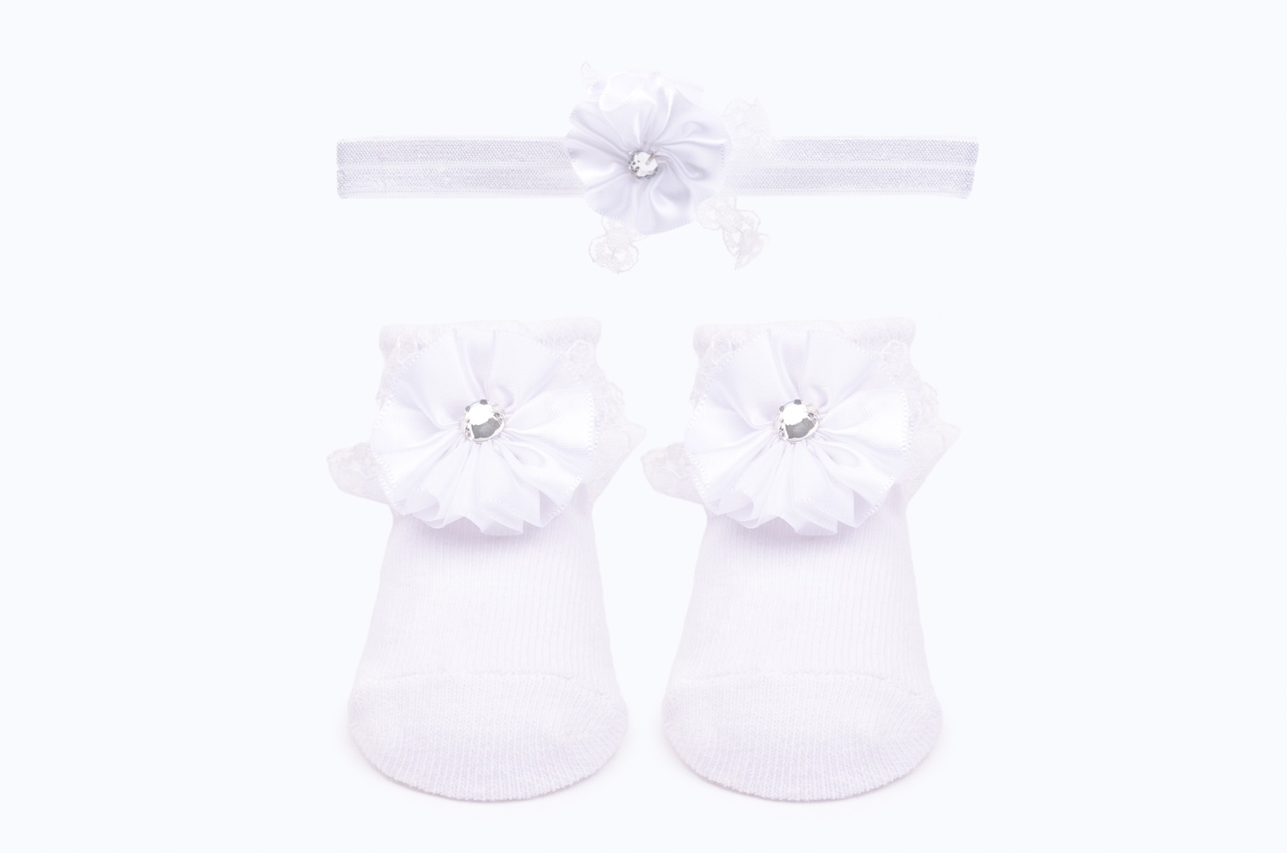 BABY SOCKS AND Head SETS BB353 C:WHITE S:6-12M