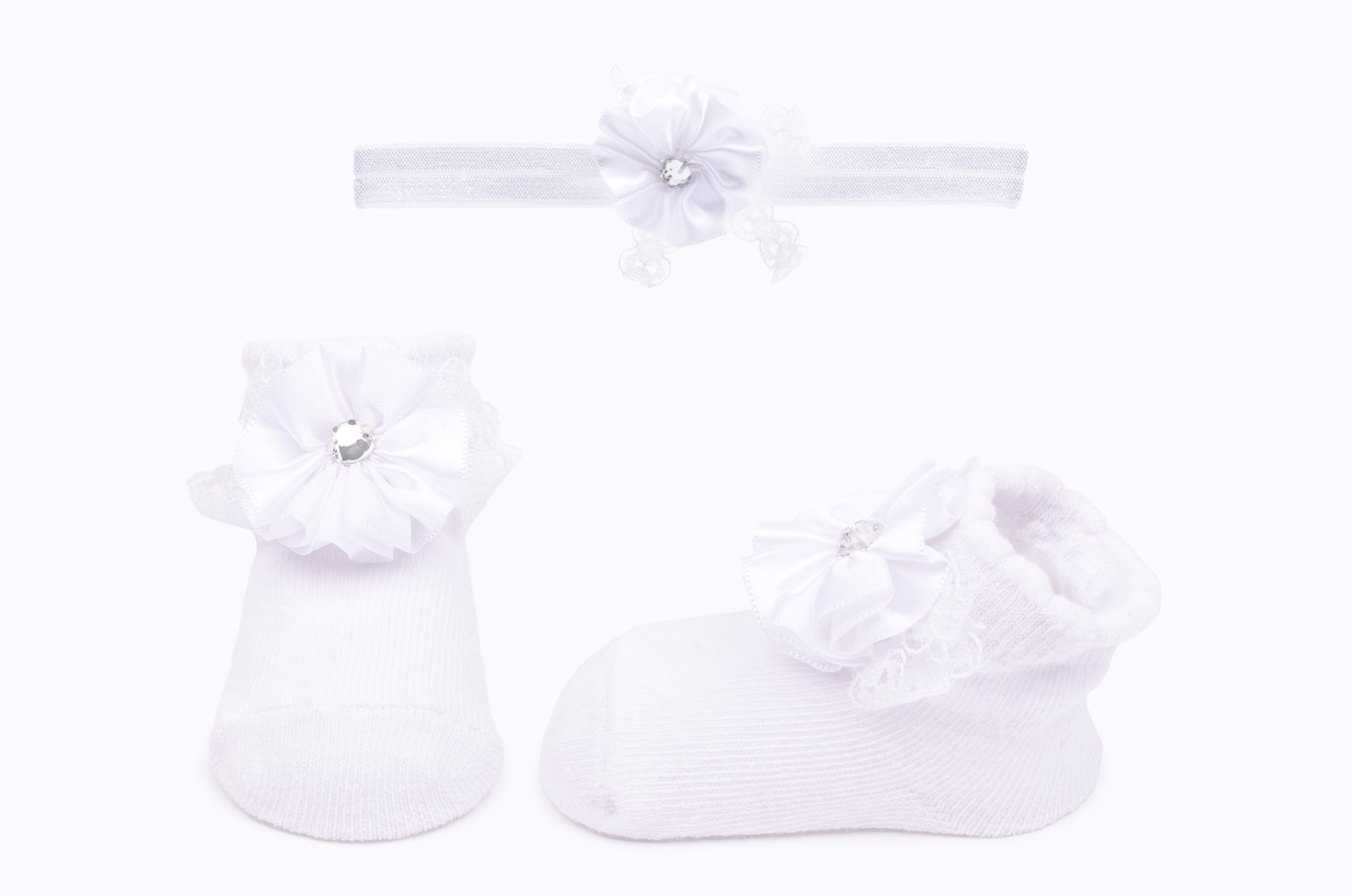 BABY SOCKS AND Head SETS BB353 C:WHITE S:6-12M