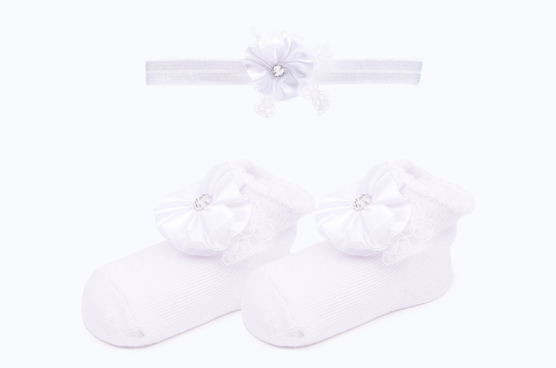 BABY SOCKS AND Head SETS BB353 C:WHITE S:6-12M