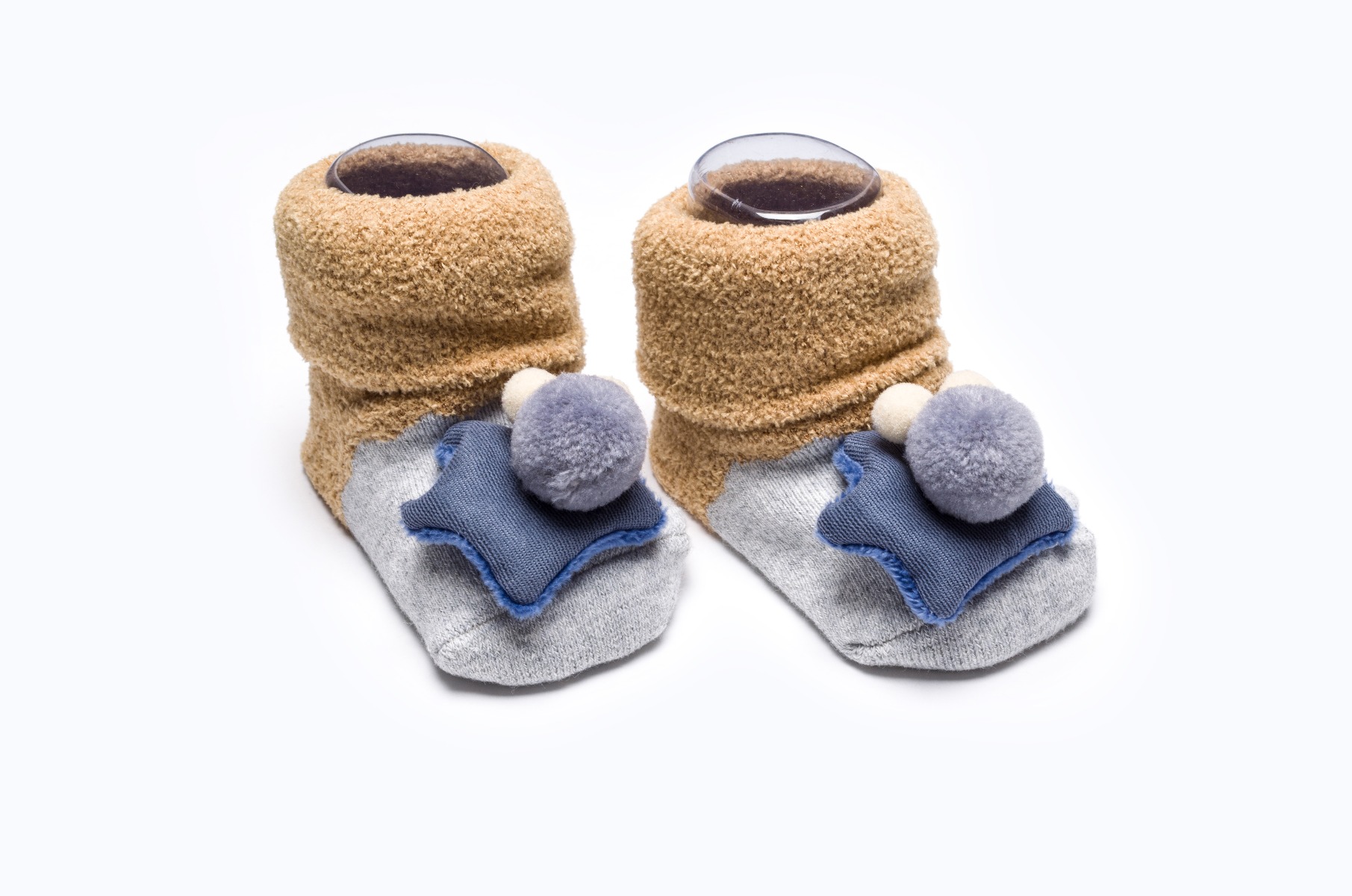 BABY SOCKS BB342 C:GREY/BEIGE S:12-18M