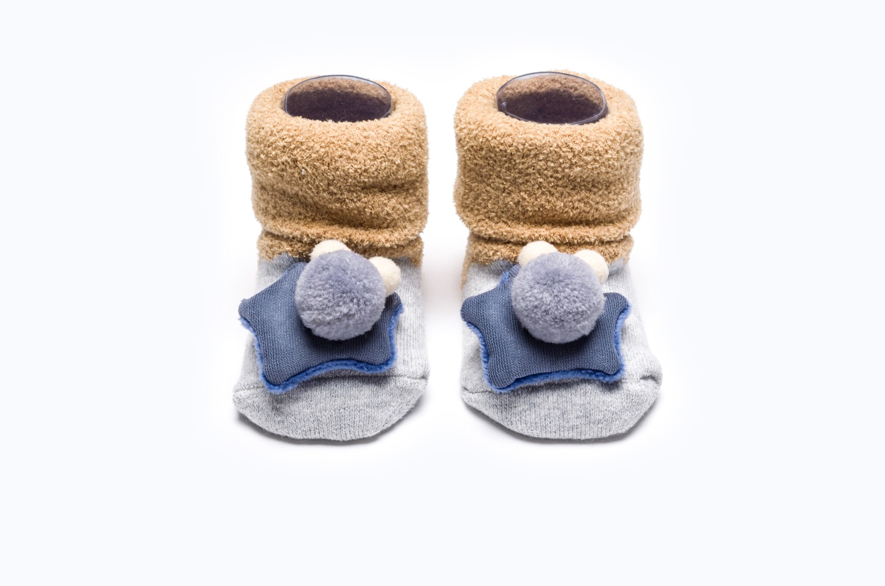 BABY SOCKS BB342 C:GREY/BEIGE S:12-18M