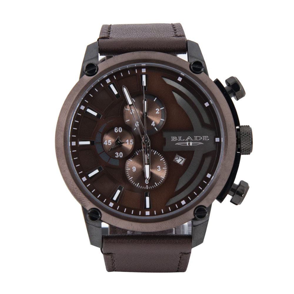 BLADE 3595G1QOO Brown SS Case Brown Leather Strap Menâ€™s Watch