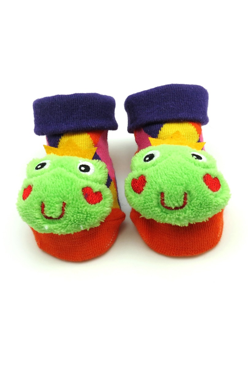 Baby"s Crwon On Frog Socks Multi Color
