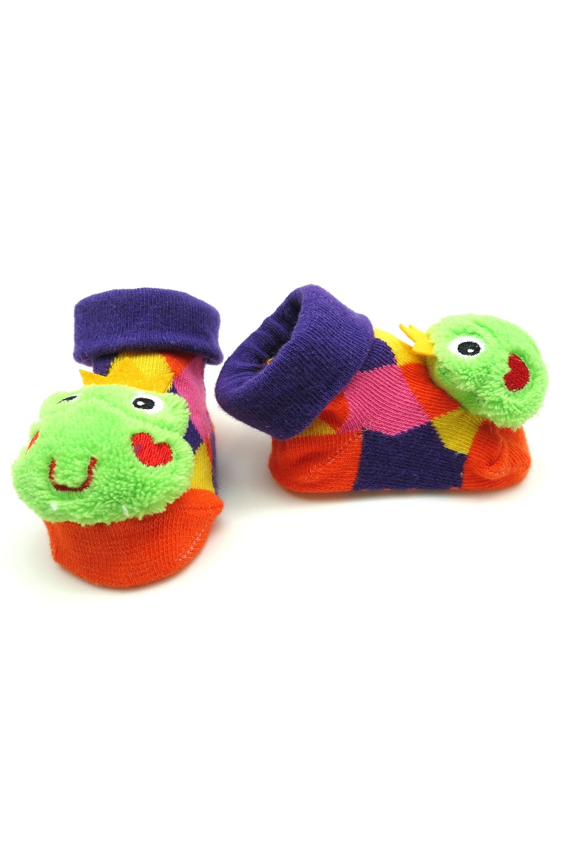 Baby"s Crwon On Frog Socks Multi Color