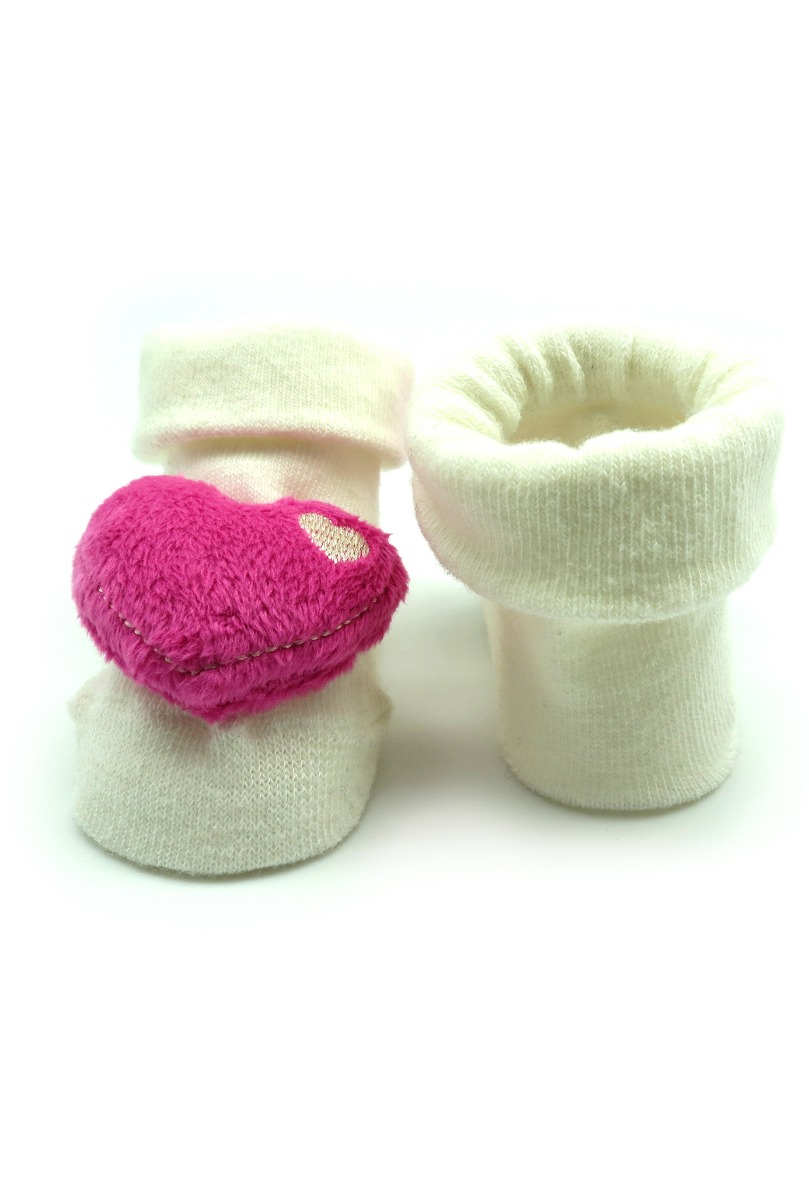 Baby"s Fuchsia Heart Socks Cream