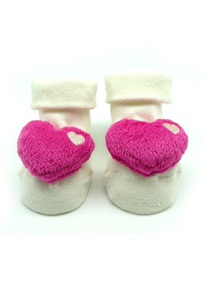 Baby"s Fuchsia Heart Socks Cream