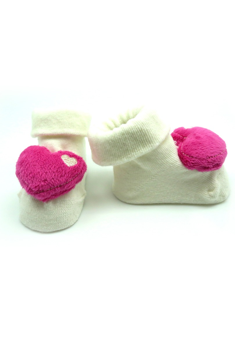 Baby"s Fuchsia Heart Socks Cream