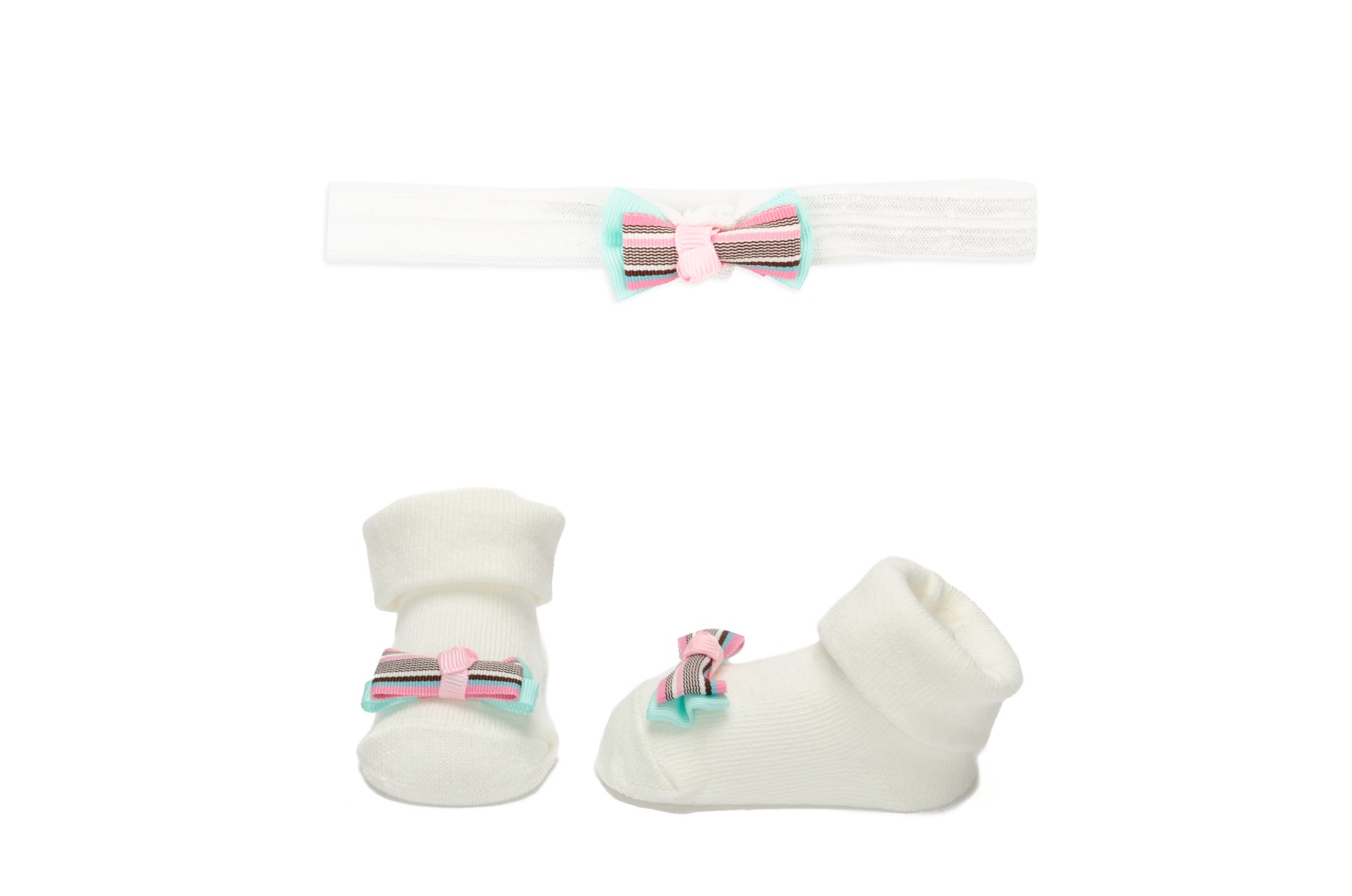 Baby"s Girl Headband & Sock Set Cream