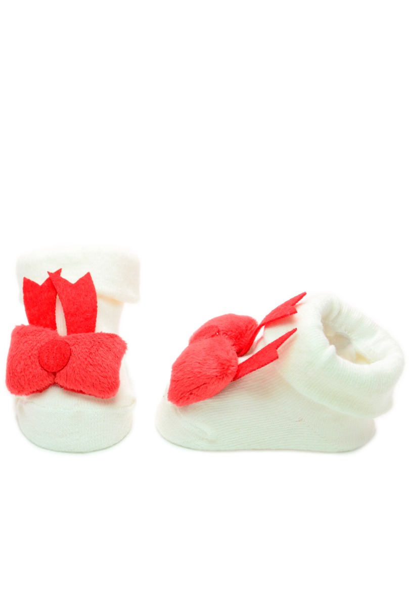 Baby"s Red Fiyonk Socks Cream