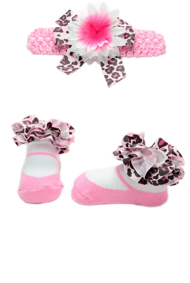 Baby"s Ribbon Girl Head band & Sock Set Pink
