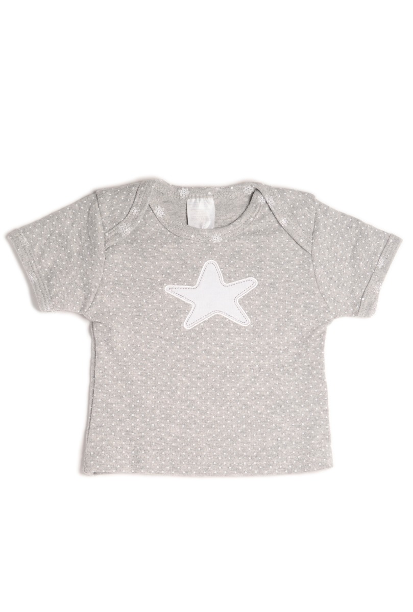 Baby"s Star with white Dots Pijama Set Gray