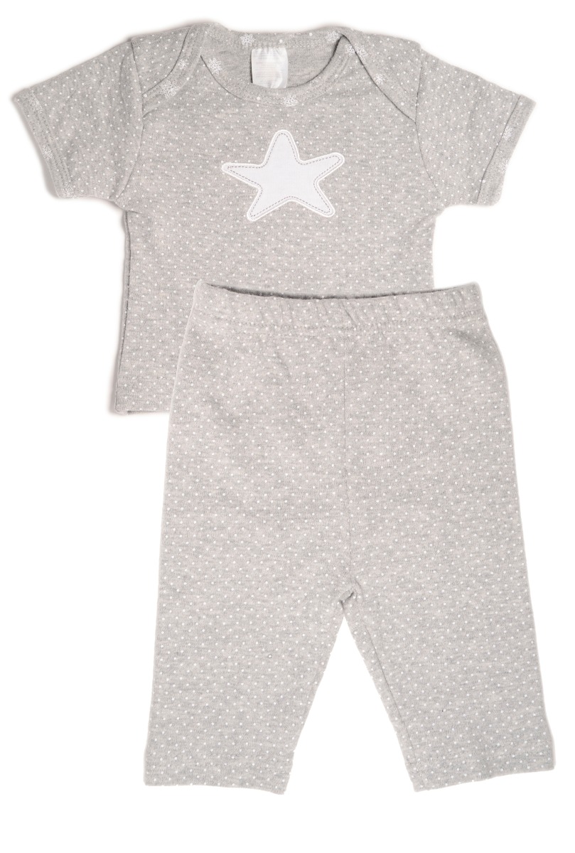 Baby"s Star with white Dots Pijama Set Gray
