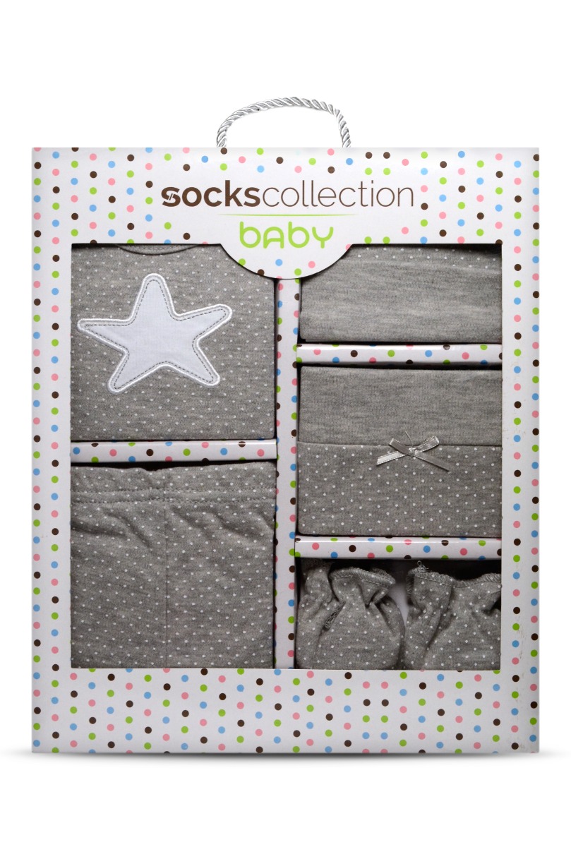 Baby"s Star with white Dots Pijama Set Gray