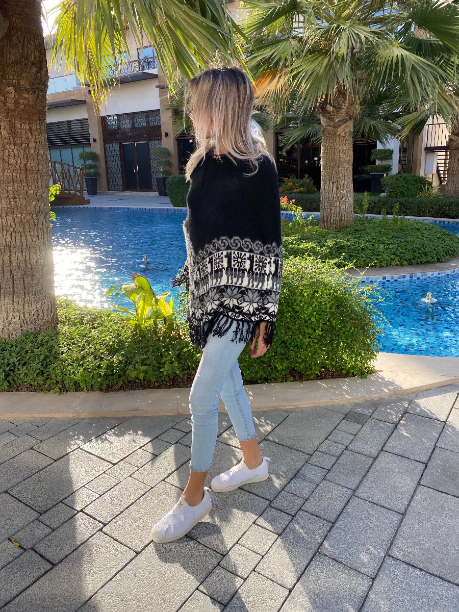 Black coat womens poncho