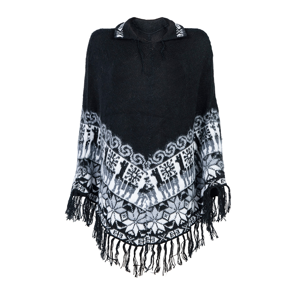 Black coat womens poncho