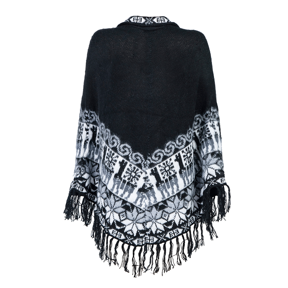 Black coat womens poncho