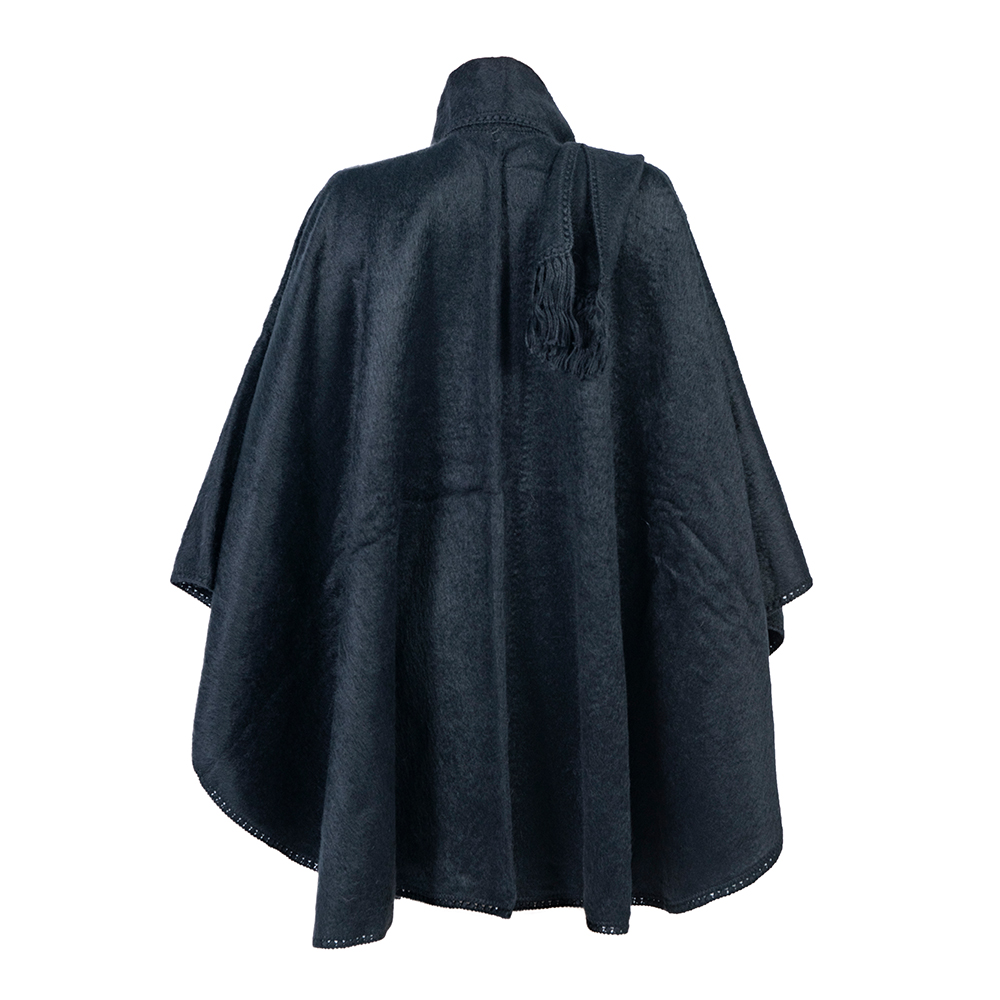 Black womens coat poncho with scarf