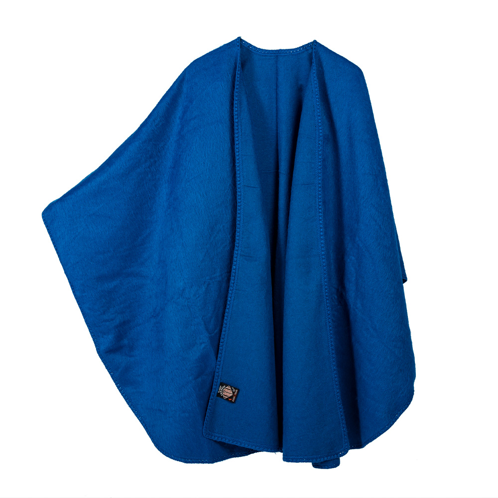 Blue poncho coat