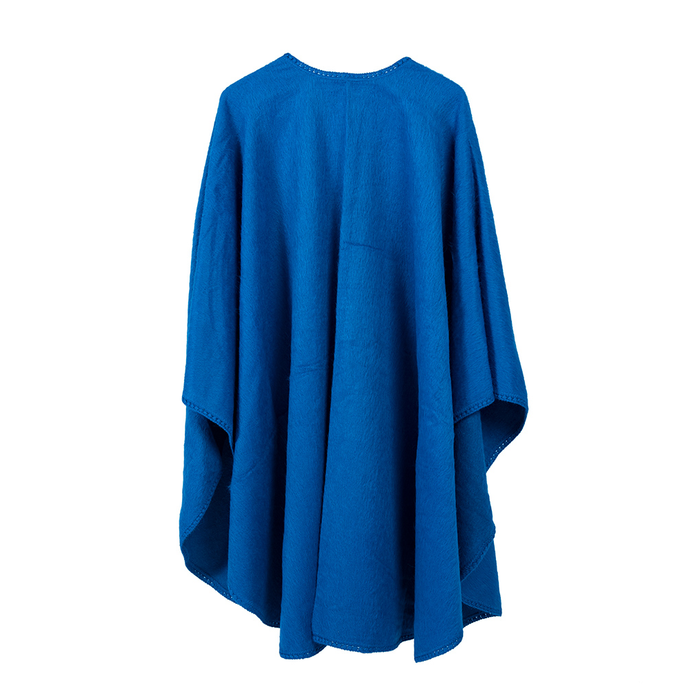 Blue poncho coat