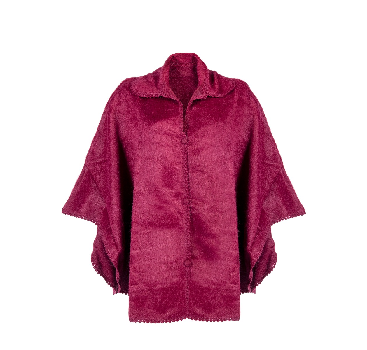Dark red poncho coat wool