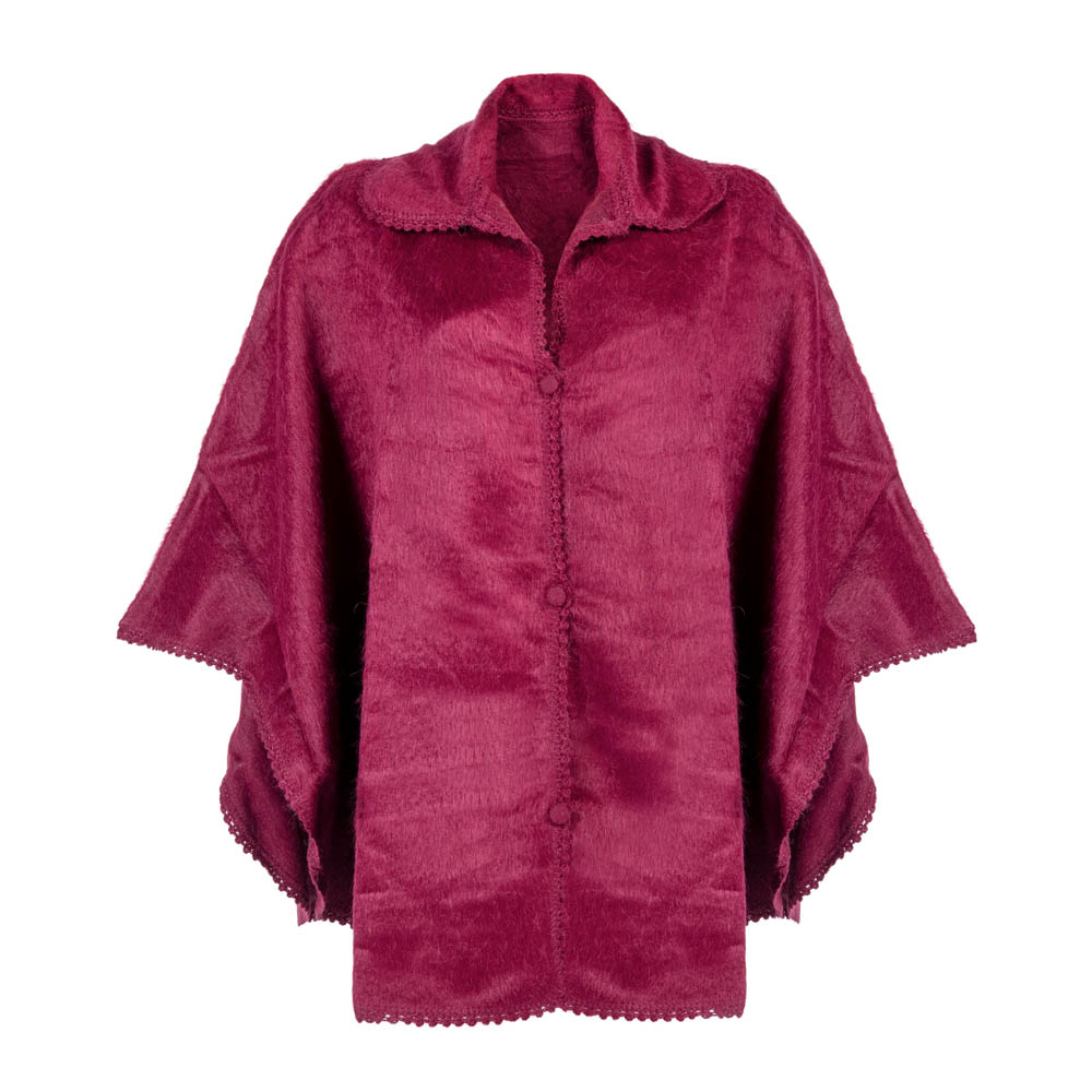 Dark red poncho coat wool