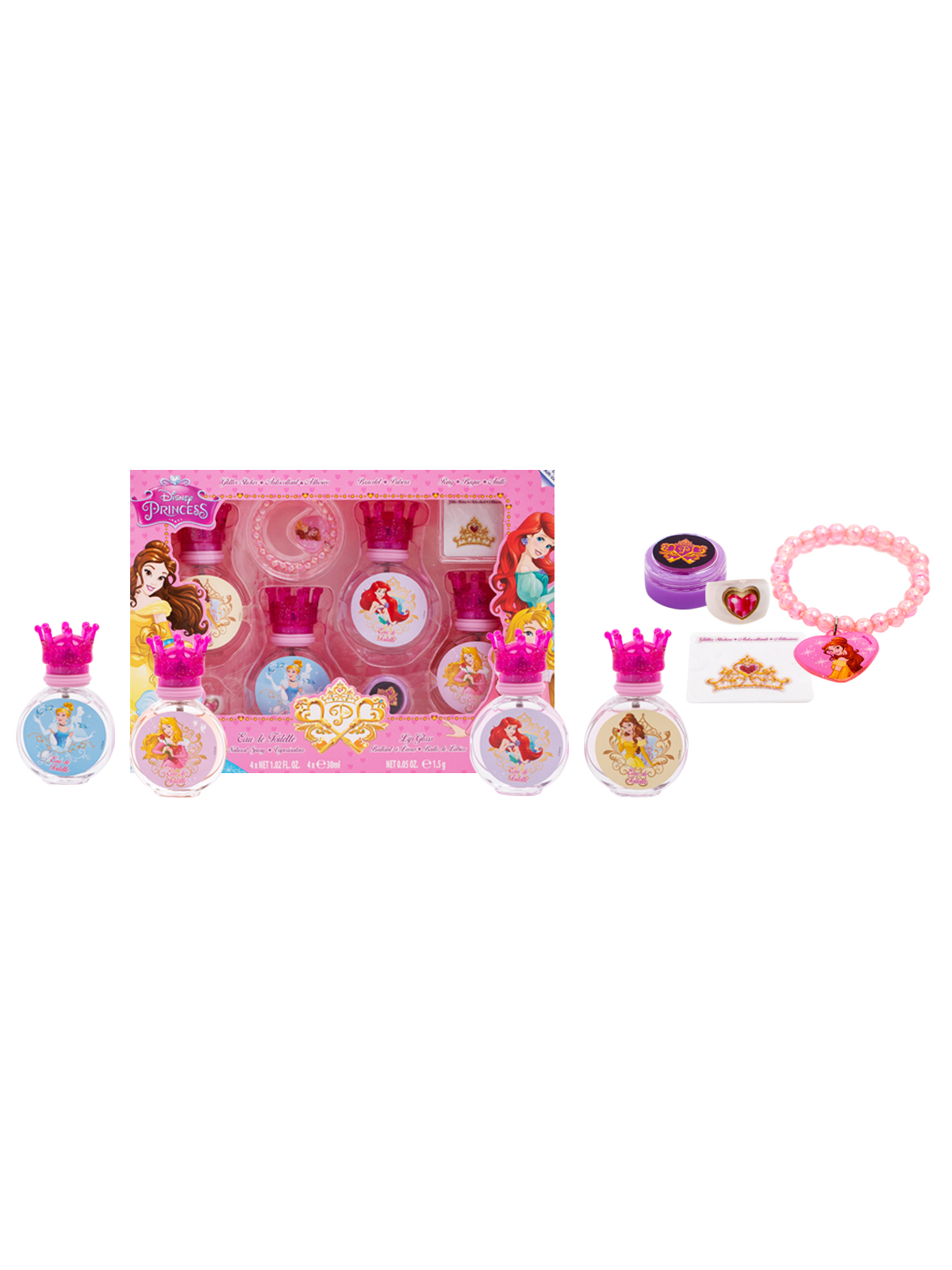 Disney Princess Eau De Toilette  4PC Perfume + 4PC ACC Set