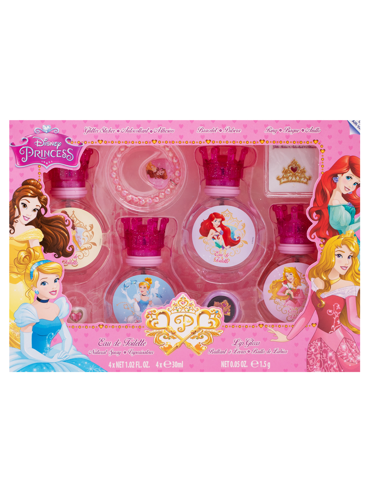 Disney Princess Eau De Toilette  4PC Perfume + 4PC ACC Set