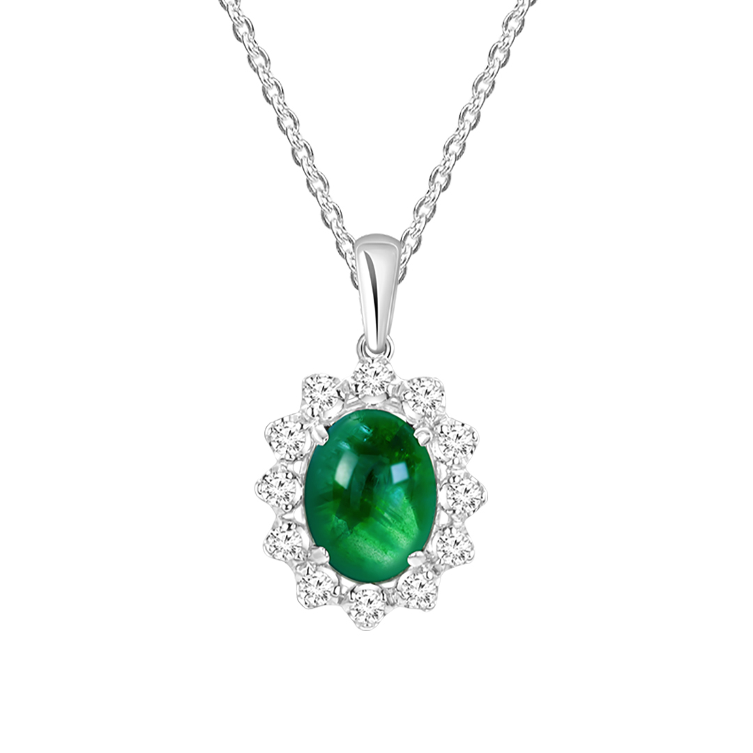 Emerald and Diamond Pendant-M02092