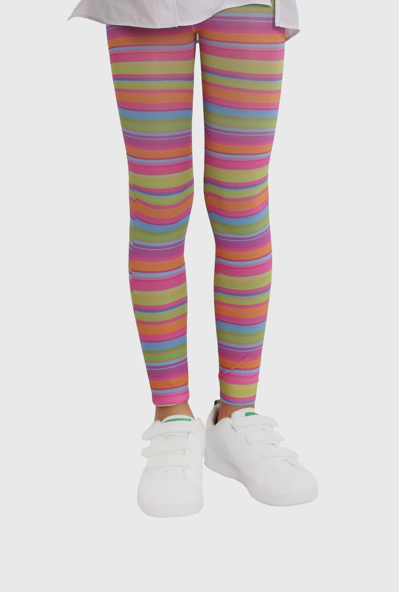 Girl"s Colorful  Striped Legging