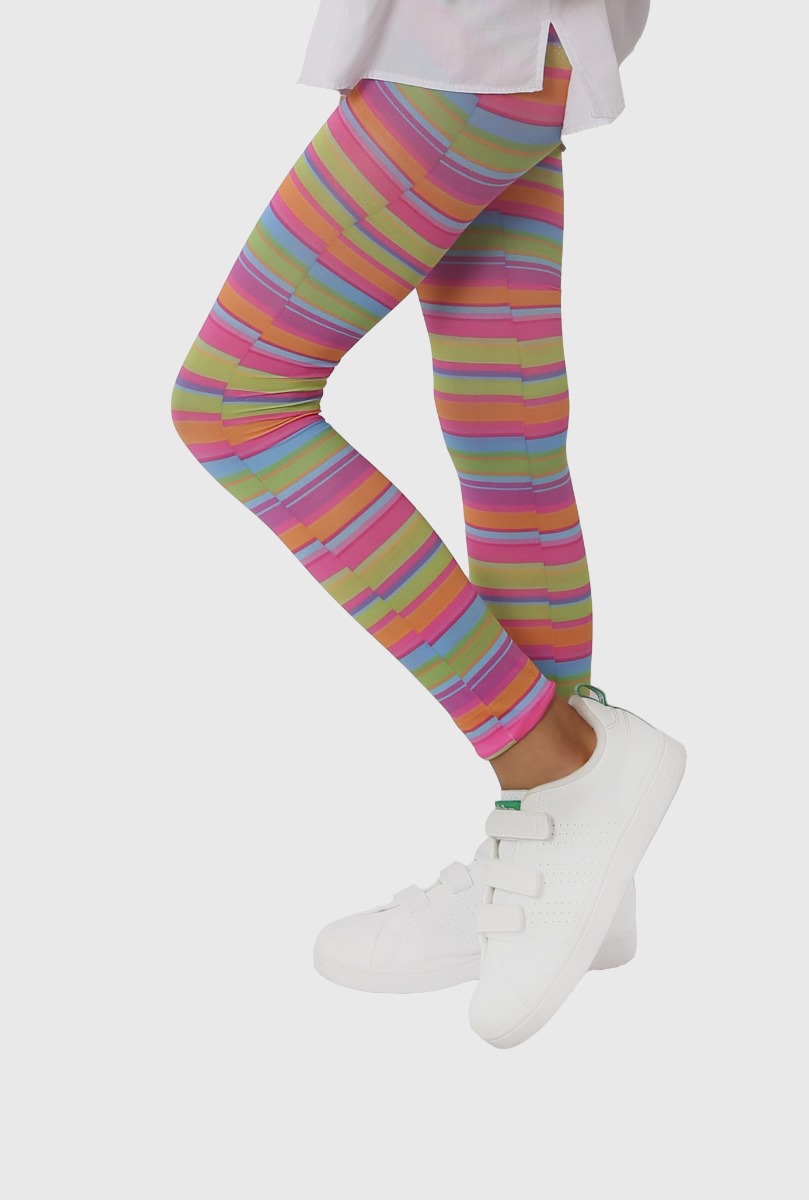 Girl"s Colorful  Striped Legging