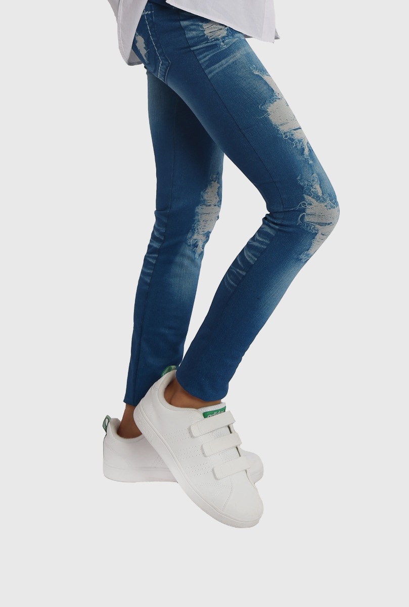 Girl"s Fake shredded Jeans Legging
