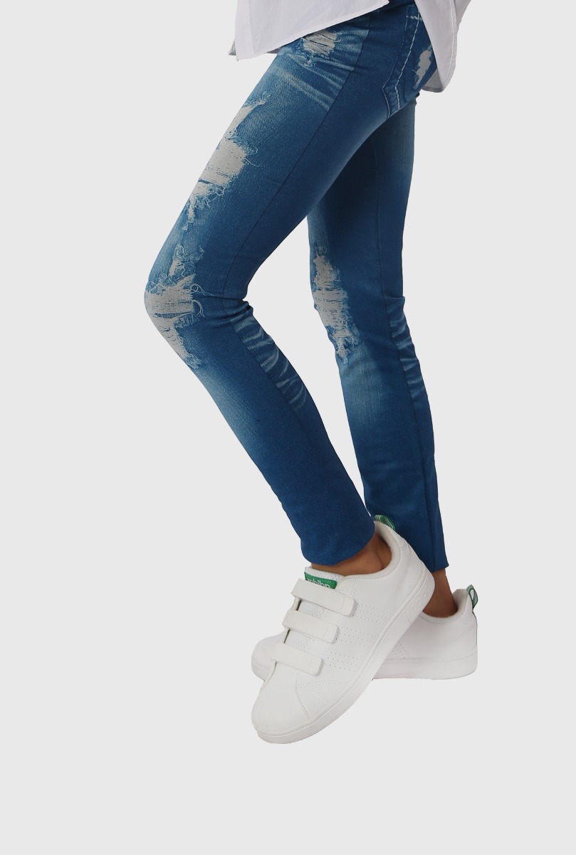 Girl"s Fake shredded Jeans Legging