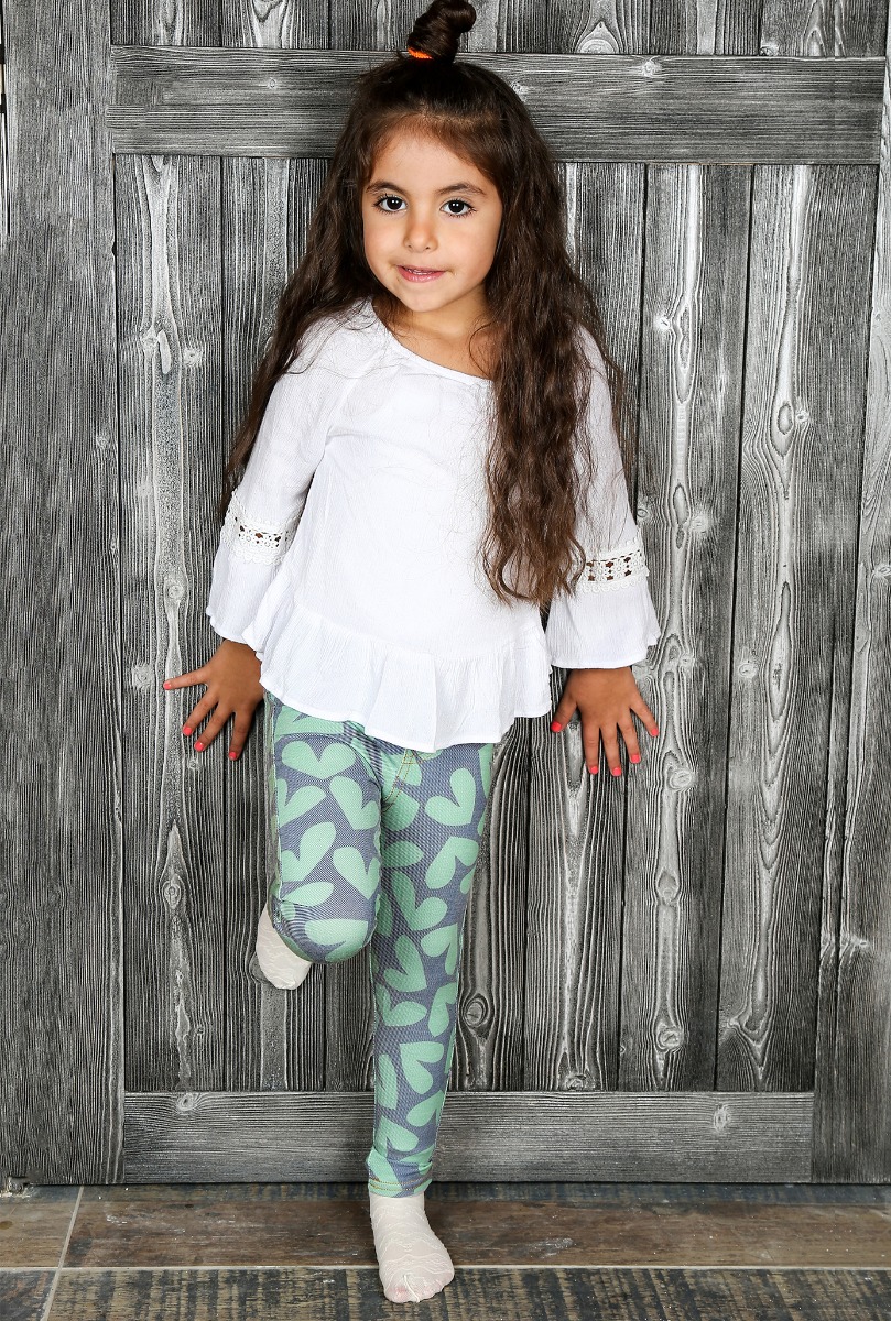 Girl"s Hearts Jeans Legging Green