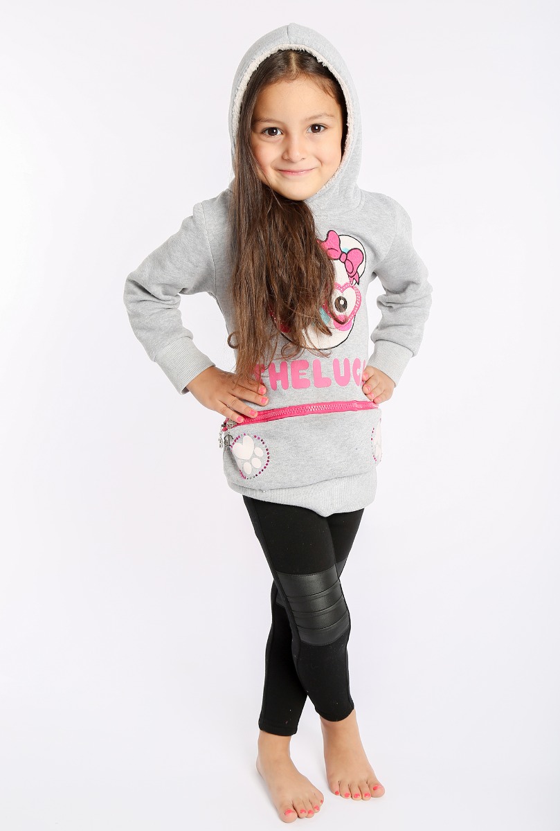 Girl"s Leather Kkee Straps Legging Black