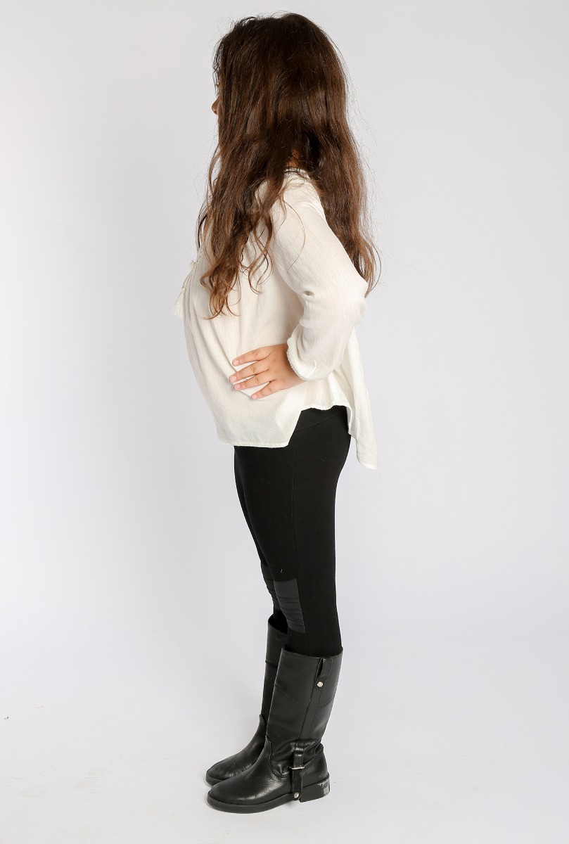 Girl"s Leather Kkee Straps Legging Black