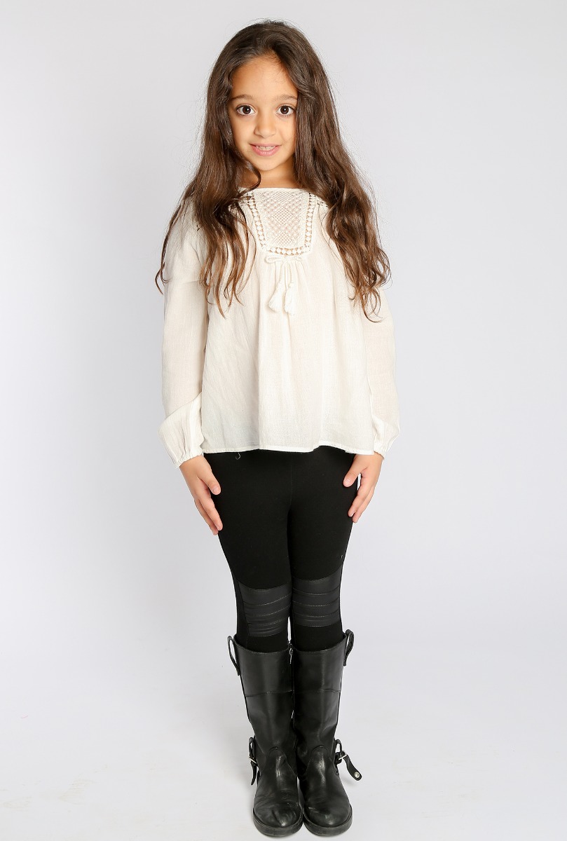 Girl"s Leather Kkee Straps Legging Black