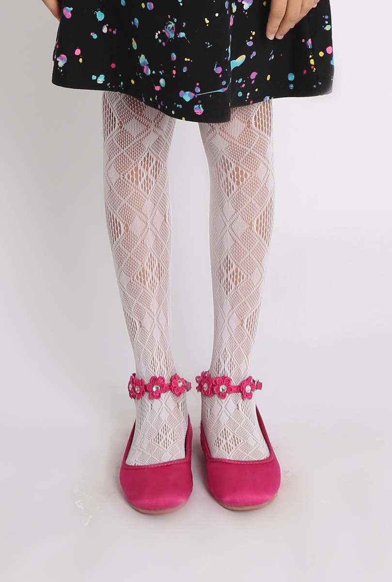 Girl"s Love Fishnet Tight White