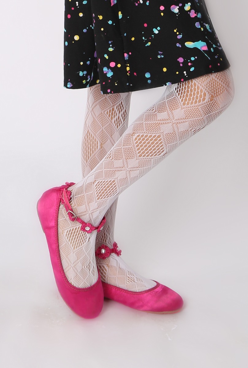 Girl"s Love Fishnet Tight White