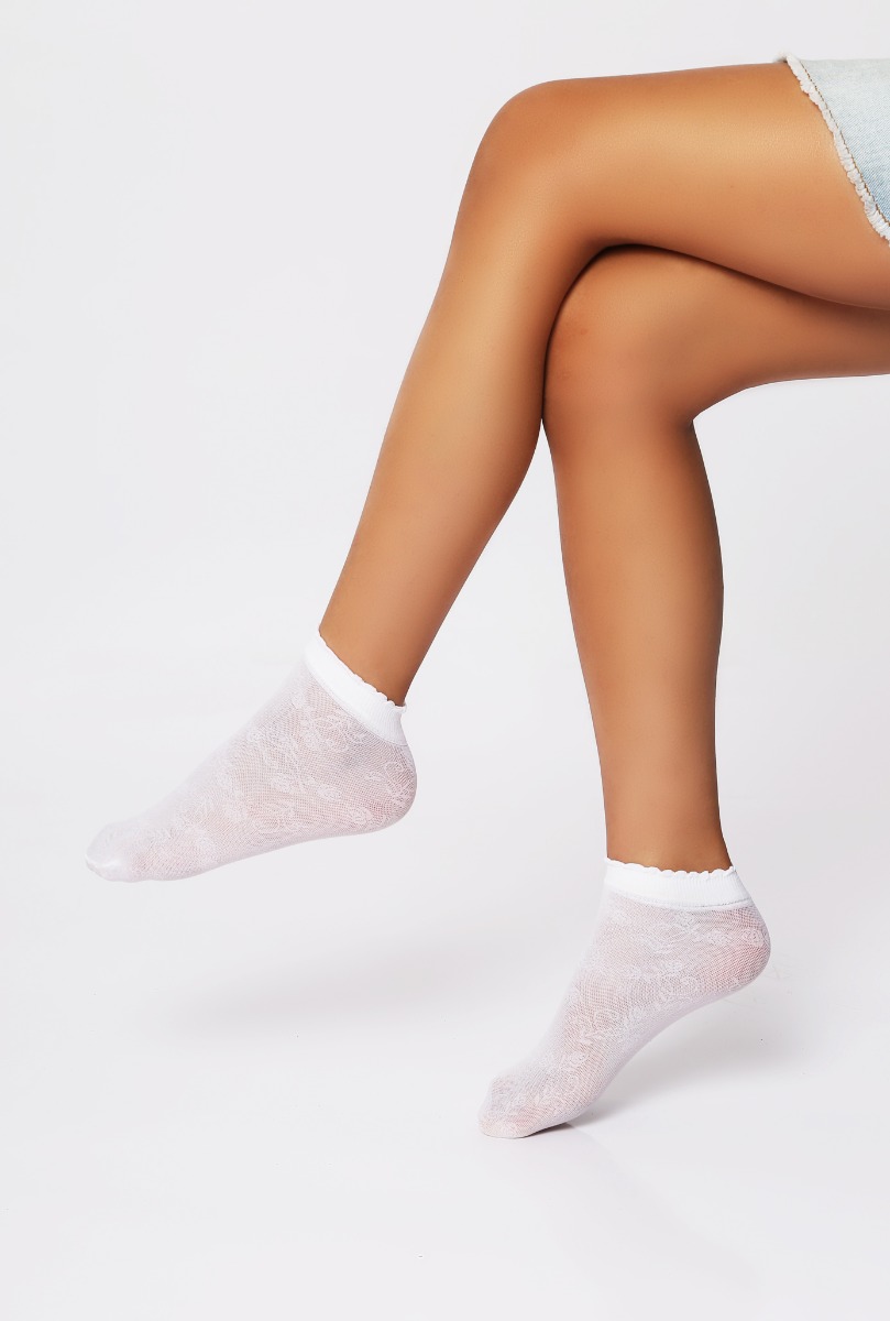 Girl"s Rose Ankle High White