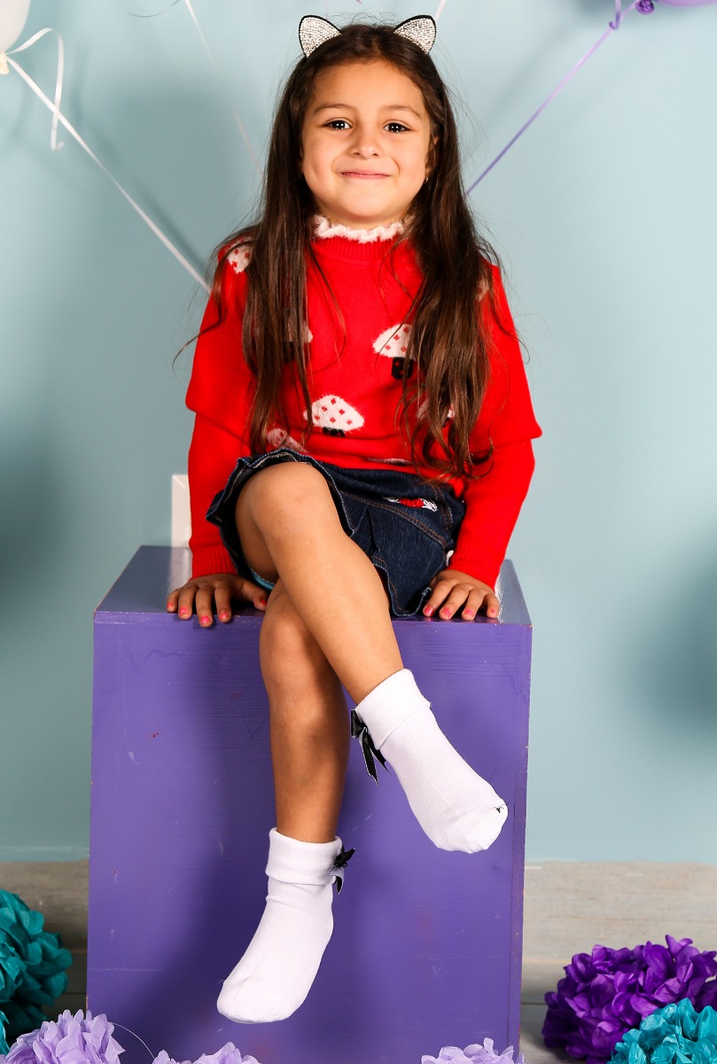 Girl"s Turn Cuff Sock White