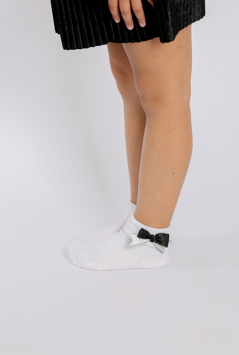 Girl"s Turn Cuff Sock White
