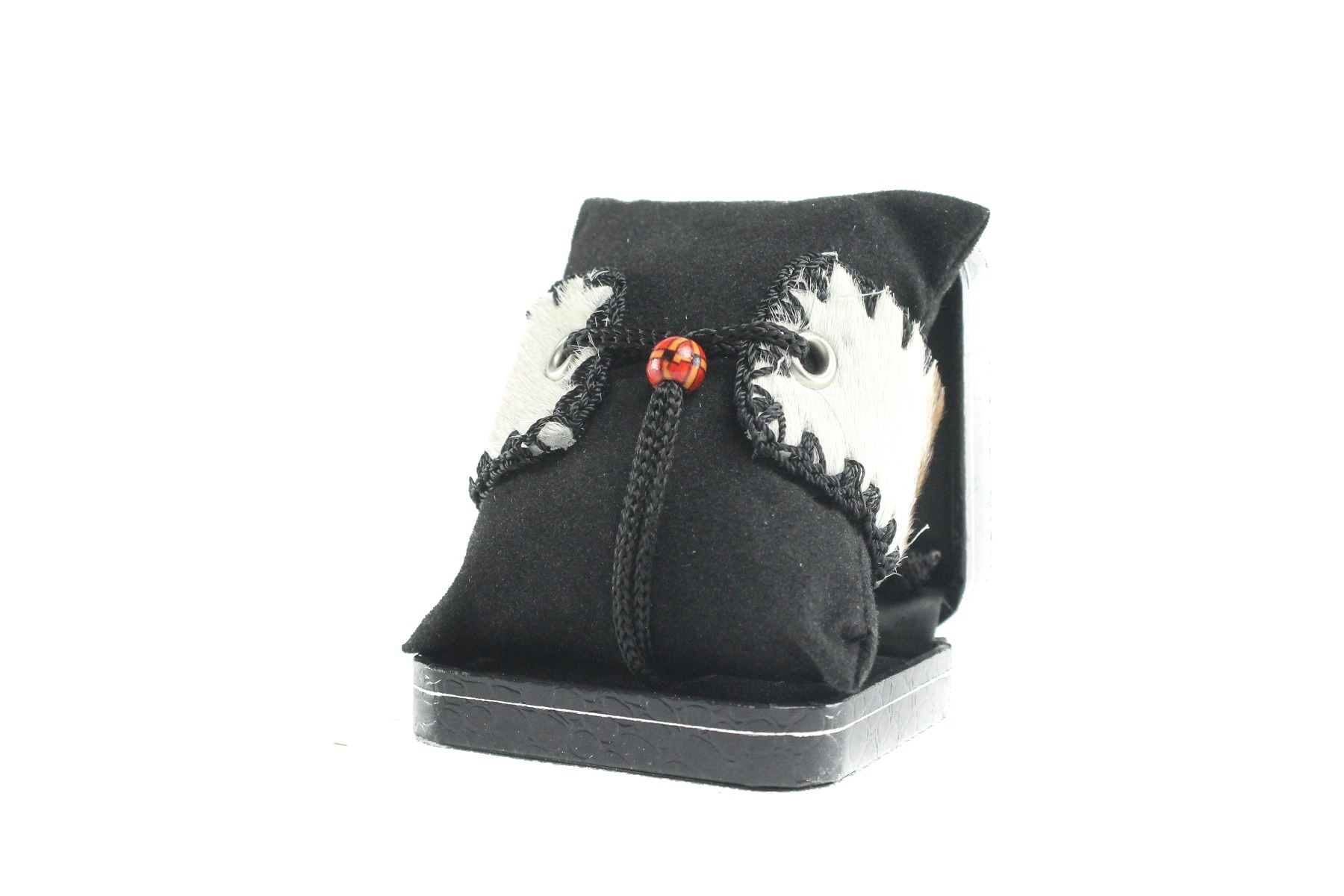 Leather and fur mens bracelet