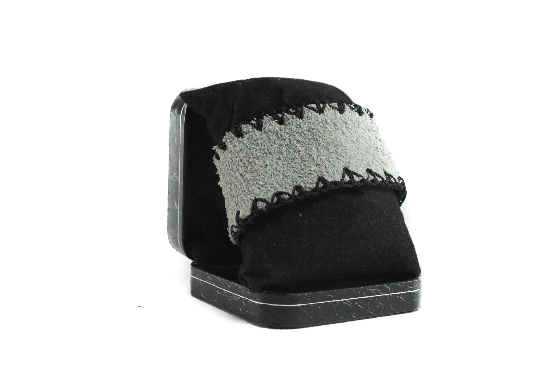 Leather and fur mens bracelet