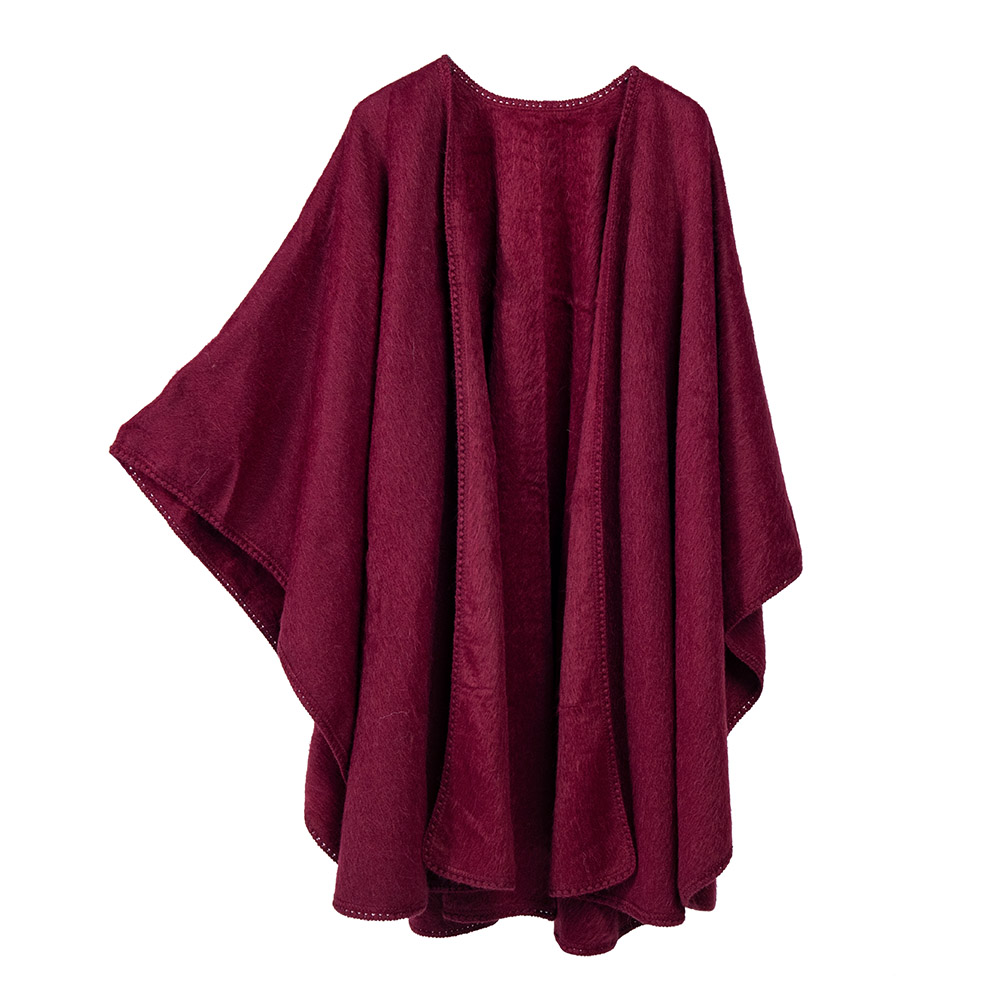 Maroon coat womens poncho
